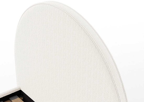 Lit simple Maeva - 212x97x107 cm - Tissu bouclé blanc - Vipack - Lits simples rembourrés - Blanc - Textile - Lits simples rembourrés