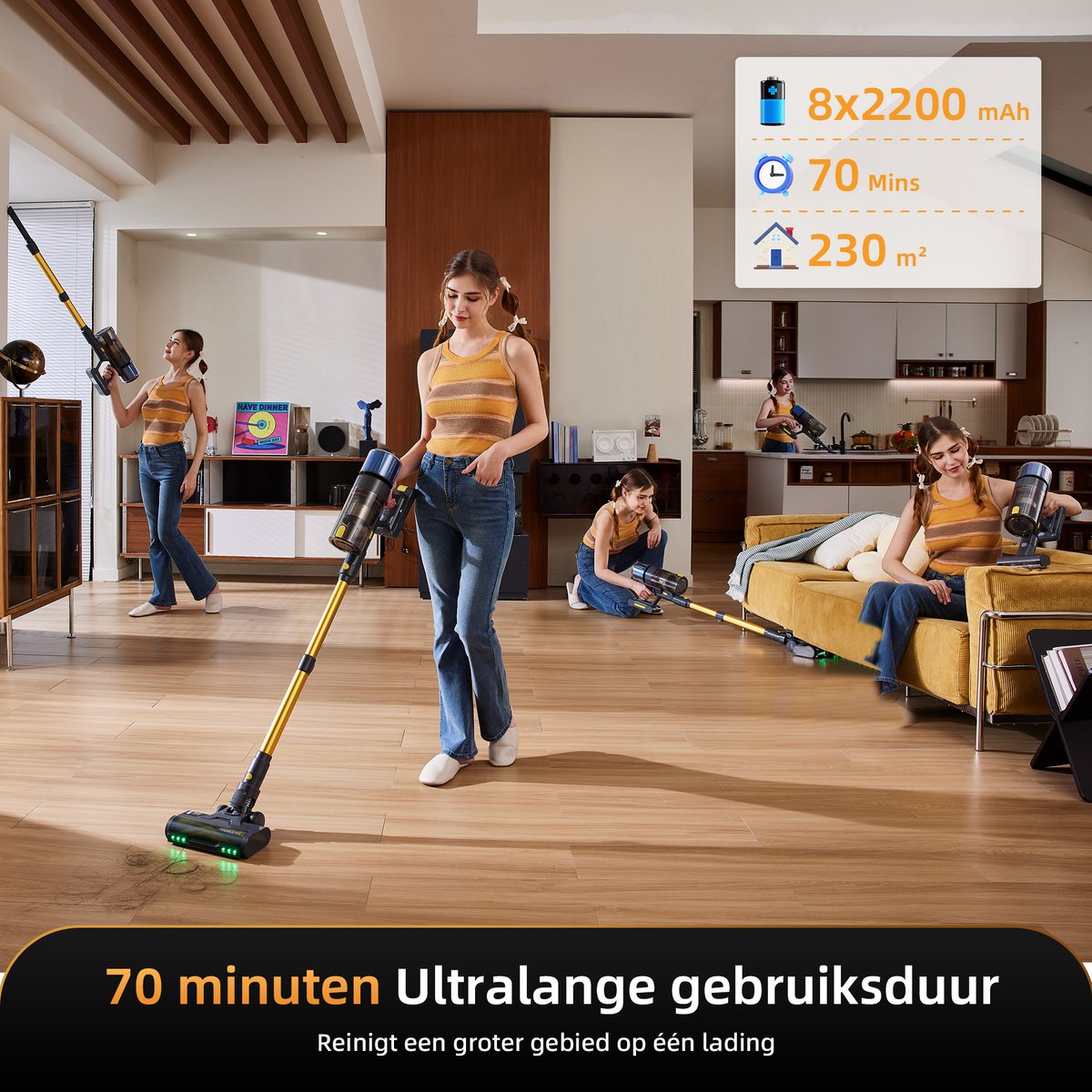 Proscenic P15 - Steelstofzuiger Draadloos - 650W– 75KPA – Werkduur 70 Min – foto 4