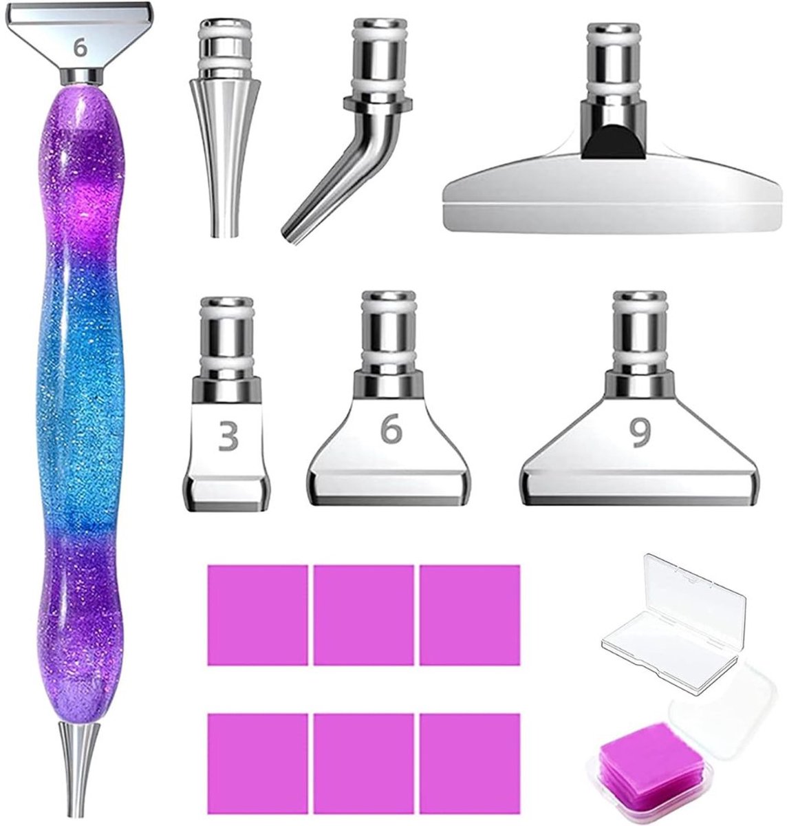 DailySupplies® Diamond Painting Accessoires - Opbergdoos - Sorteerdoos voor Volwassenen en Kinderen - Bloemen Koffer - Blauw en Paars