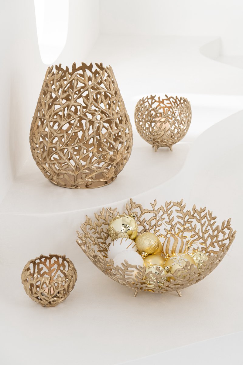 J-Line vloervaas Blad - aluminium - goud