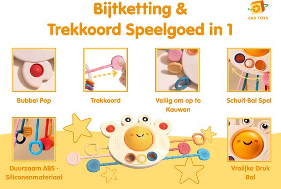 360 Toys® - Baby Speelgoed 6 maanden - 4 in 1 set - Speelgoed 1 Jaar - Stapelstenen - Bijtketting - Trekkoord Baby - Vormenstoof - 0 tot 4 jaar - Babyspeelgoed 0 Jaar - Montessori Speelgoed - Baby Speelgoed van 360 Toys — afbeelding 5