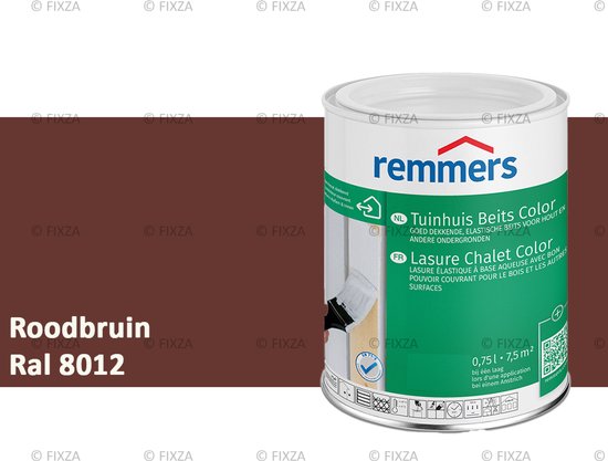 Remmers Tuinhuis beits Color RAL 8012 Roodbruin 0,75 Liter