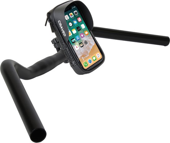 Support de téléphone étanche pour vélo - Convient également pour scooter et moto - Support universel pour smartphone - Zwart - Avec espace de rangement