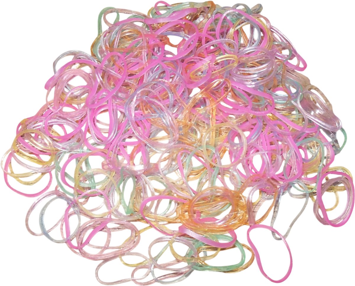 Haarelastiekjes Rasta elastiekjes diverse kleuren transparant pastel 250 stuks.