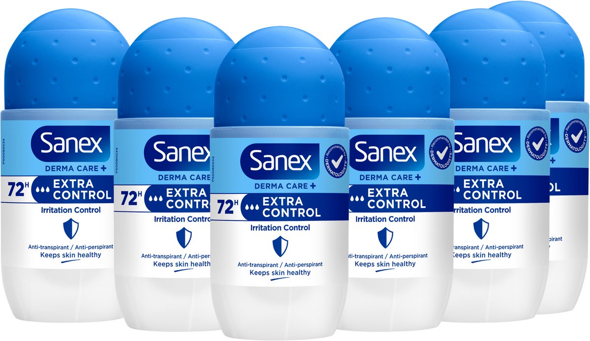 Sanex Derma Care Extra Control 72h Anti-transpirant Deodorant Roller 6 x 53ml