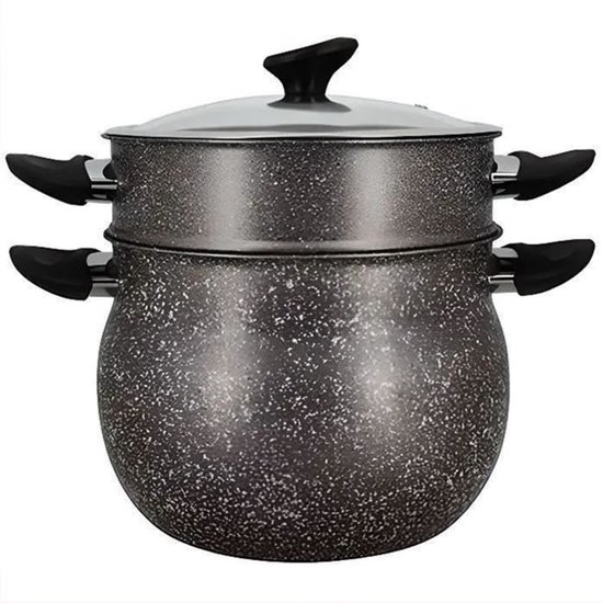 Couscoussier - MENASTYL - 6020033 - Marmereffect aluminium - 9 liter - Geschikt voor alle warmtebronnen inclusief inductie