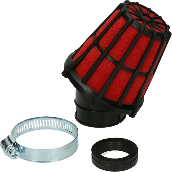 POWERFILTER TNT-FOAM Luftfilter – Ø28-55 Mm, Oval, Für Roller & Motorräder | Mit Reduzierungen, Farbe Rot