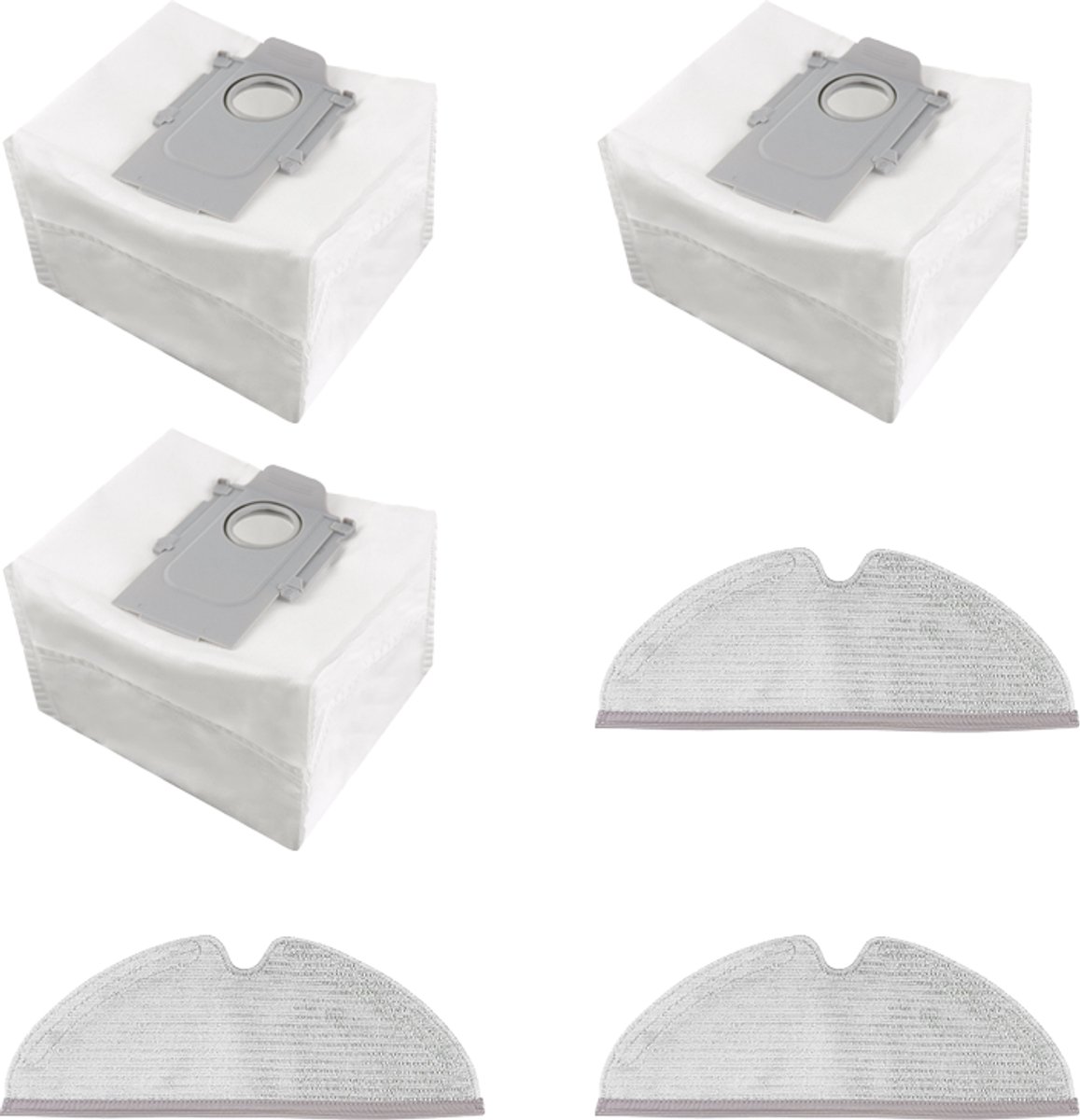 Accessoires - geschikt voor Roborock T8/Q7+ / Q7 Max+ robotstofzuiger - 3 stofzakken + 3 dweilmatten
