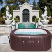 Luxe Opblaasbare Jacuzzi voor 5–7 Personen – 201 x 201 x 80 cm – 180 Bubble Jets + 8 Massagejets – LED Verlichting – Ingebouwde Zitjes – Inclusief Cover & Filters
