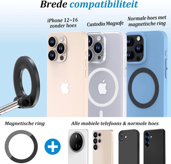 Giftorld Vacuümbeker, magnetische telefoonhouder voor auto, spiegel, bureau, 360 graden draaibare basis, sterke zuigkracht en stabiele grip, verbeterde telefoonhouder voor iPhone-serie en Android