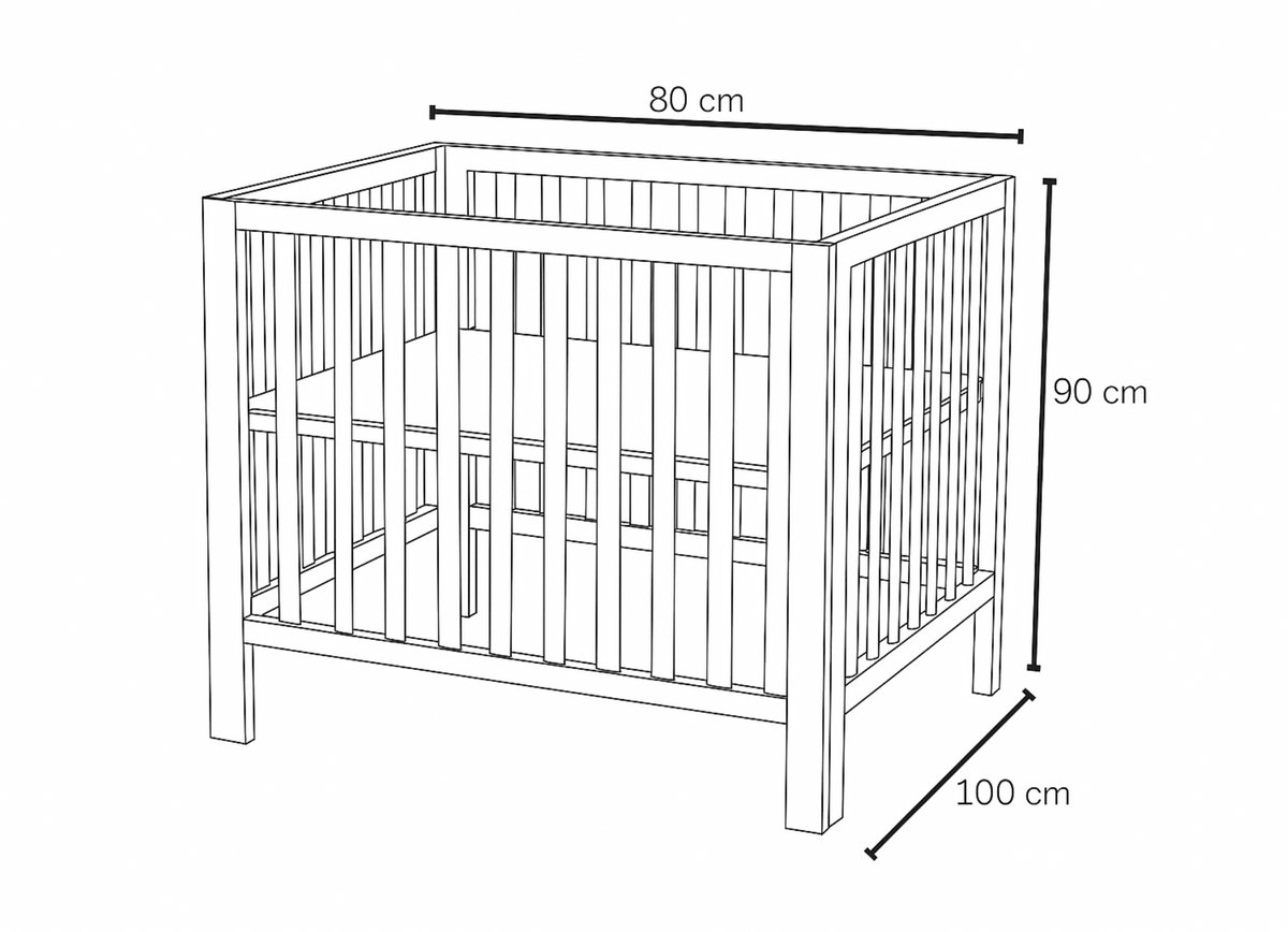 Cabino Nova Baby Box / Babybox – Kinderbox – Verstelbare Bodem– 100 x 80 cm - Zwart – foto 2