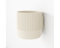 Fleuriek - Bloempot voor aan de muur Beige - Grote japandi hangpot binnen voor plantenwand, Decoratieve plantenhangers - Kunststof plantenpot voor plantenliefhebbers - D15 cm