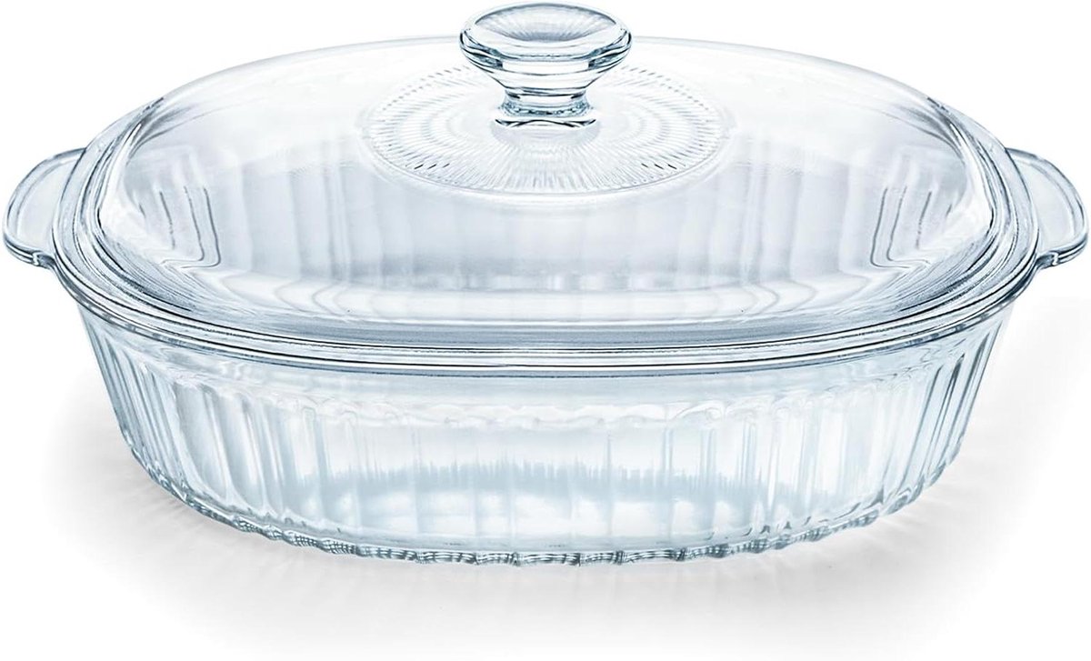 2.8L/3Qt Glazen Ovenschaal met Deksel en Handvatten - Loodvrij Glas, Oven- en Magnetronbestendig