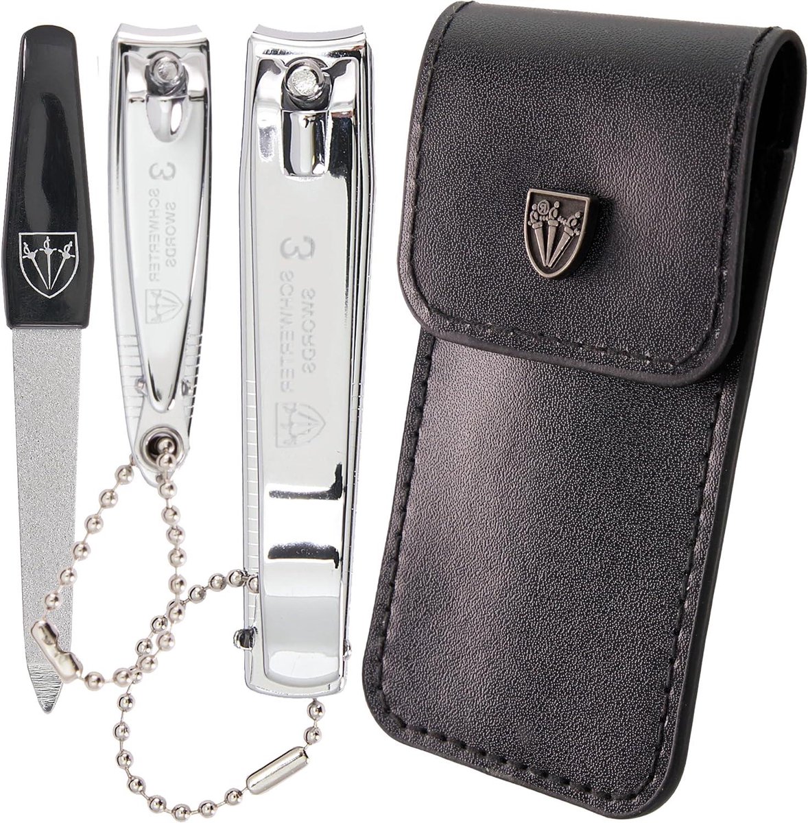 - 'CLIP' Fingernail Clippers and Foot Nail Clippers Set in Faux Leather Case