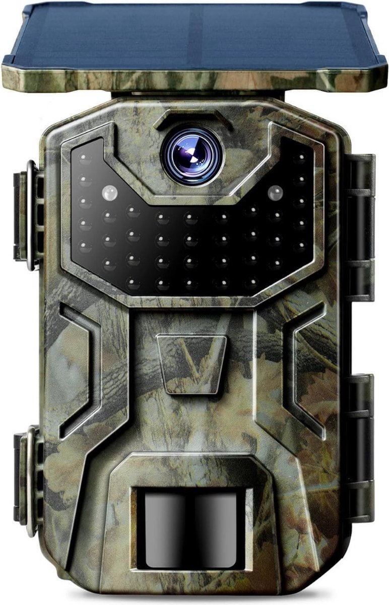 Thuys – Wildcamera Met Nachtzicht – Buitencamera – Zonne – Energie – Nachtcamera Buiten Dieren – IP66 Waterdicht – Infraroodcamera – Camouflage