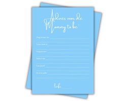 Babyshower Invulkaart 'Advies voor Mama' - 20 stuks - Babyshower Spelletjes - Babyshower Kaarten - Gender Reveal - Gender Reveal Spelletjes - A6 Formaat - Baby Blue Collectie