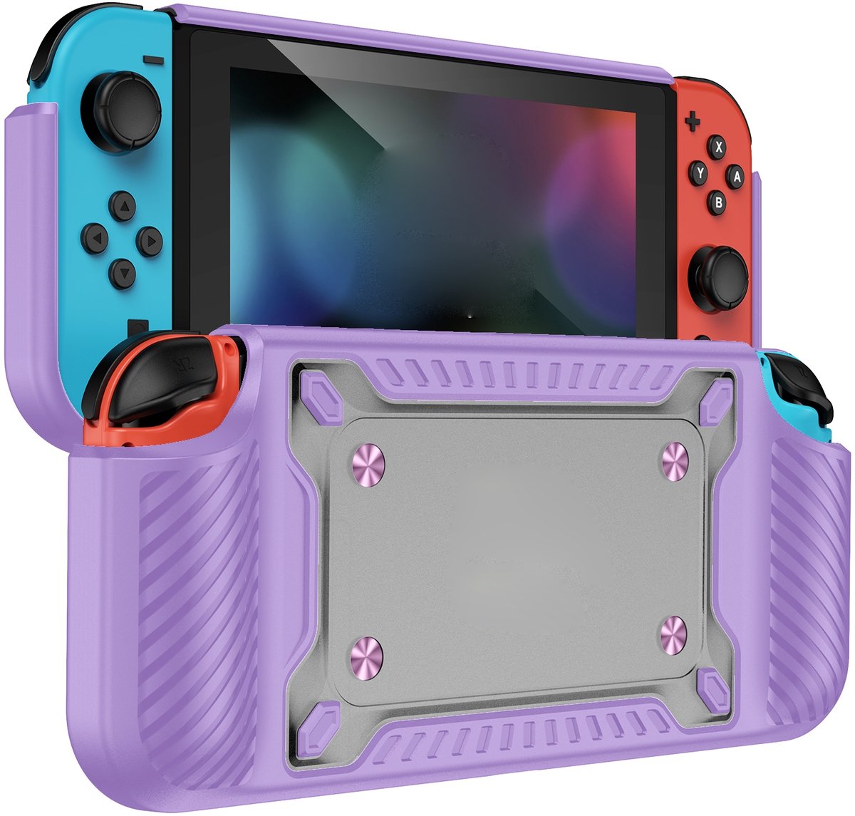 Grip TPU Bescherm Hoes Cover geschikt voor Nintendo Switch OLED - Paars-Lila