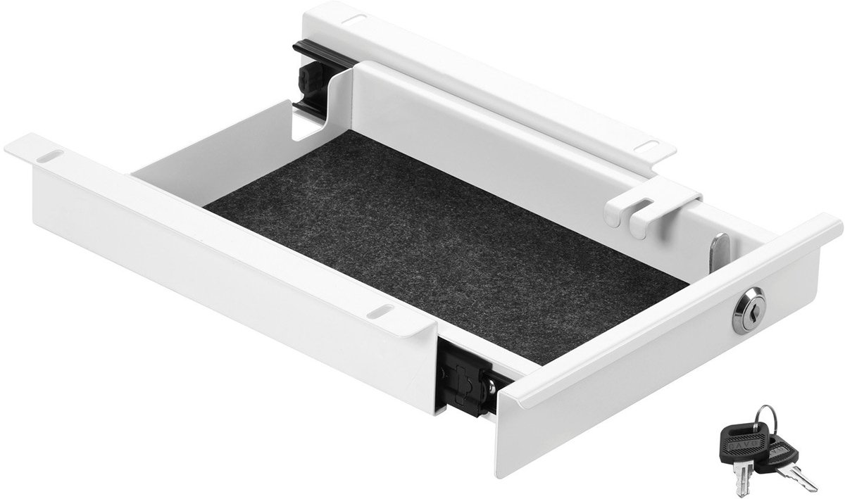 CAVO Stalen Documentenlade 220 mm wit afsluitbaar met kabeldoorvoer Bureaulade