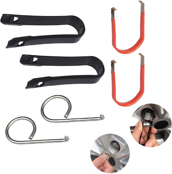 Outil pour pneus de voiture - Clé pour enlever les écrous de Écrous - Extracteur de 6 pièces - Outils portable - Pour Boulons de roue, Écrous de roue, capuchons de boulons de roue - Outil pour cache-écrous de Écrous de roue