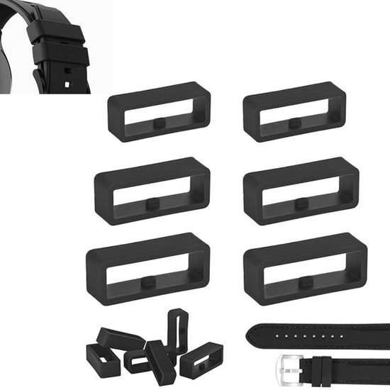 6 pièces - Anneau de montage pour bracelet de montre, remplacement pour bracelet de montre, adapté aux montres de sport intelligentes, noir (18 mm, 20 mm, 22 mm)