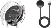 Étui TPU Strap-it Bundle + Chargeur - Compatible avec Samsung Galaxy Watch 7 40 mm - Coque de protection transparente - Câble de chargement USB - Antichoc - Protection - Accessoires de vêtements pour bébé pour montre connectée - Pack 2 en 1