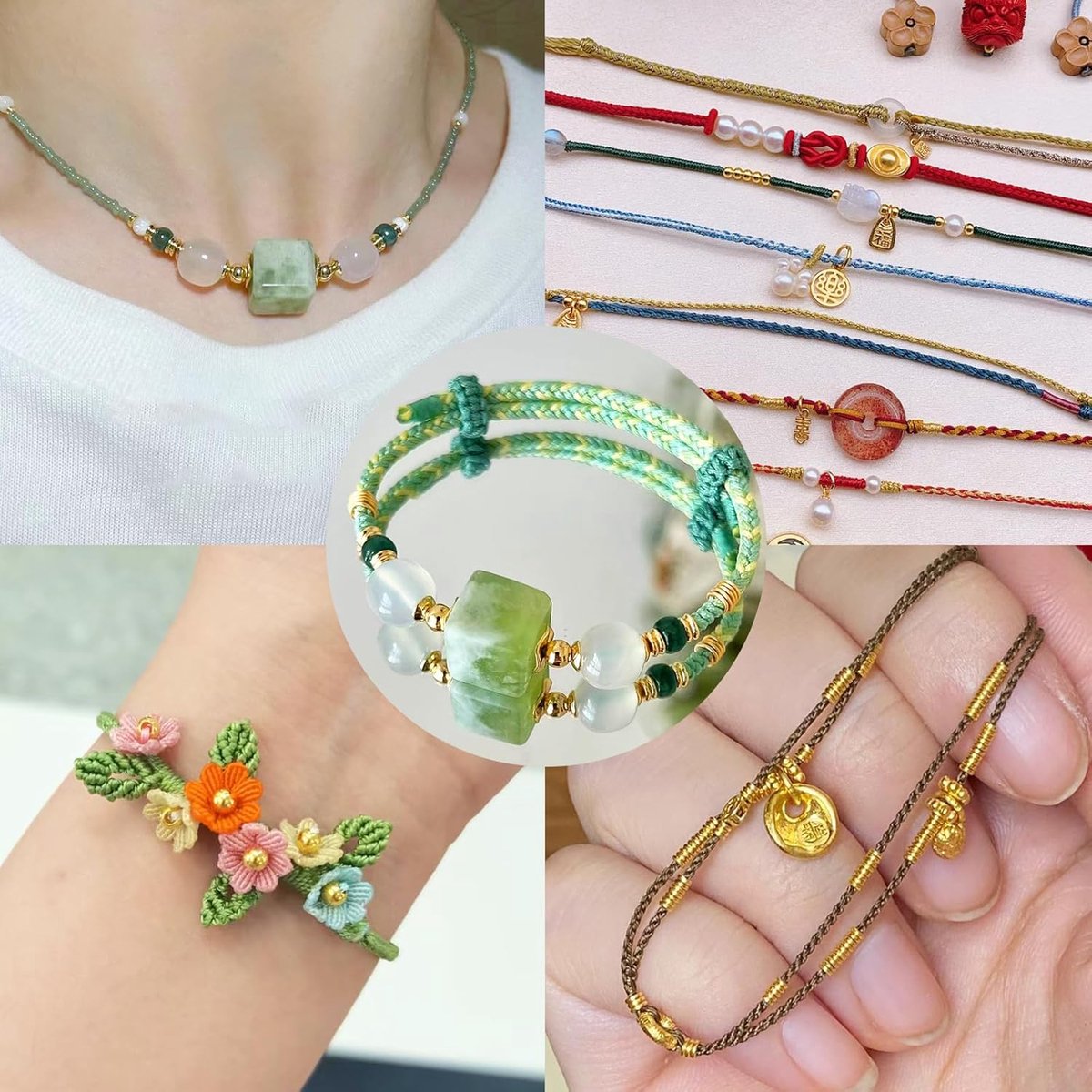 Fil Pour Bracelet Macramé Lot De 25 Rouleaux De Cordon Rond En Coton Ciru00e9 - En Polyester - Pour Fil Dore