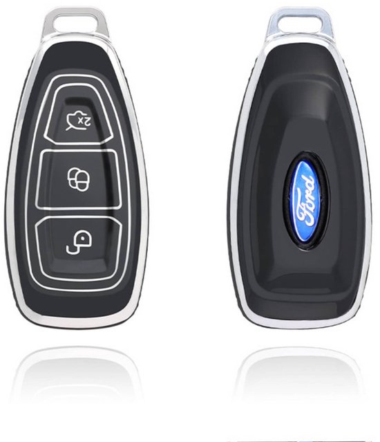 Housses Silicone Pour Clé Ford - Lot De 2 Coques Noires Anti-choc Compatibles Focus, Fiesta, Kuga, Mondeo