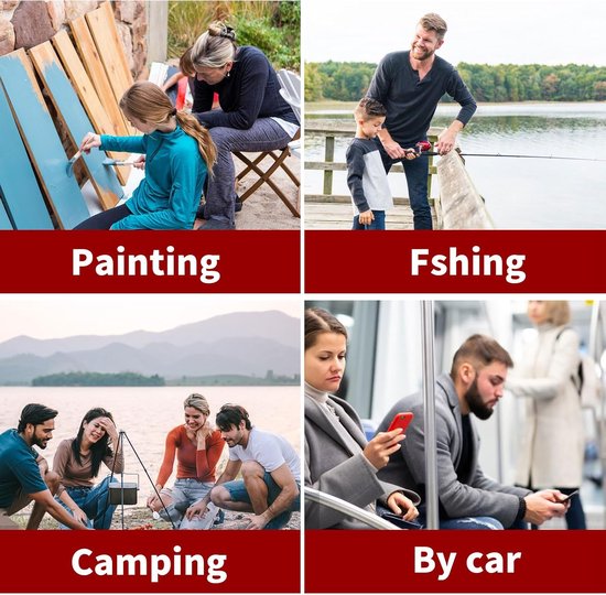 Voetenbank - Verstelbaar - Campingkruk - Opvouwbare Kruk - Kruk - Inklapbare Kruk - Telescopische Kruk - Camping Kruk - Draagbare Kruk - Voor Reizen Wandelen, Hiken, Vissen, Picknick, Barbecue - Wit En Rood van Merkloos — afbeelding 3
