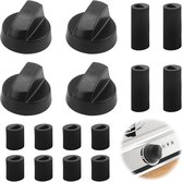 Universele knoppenset voor gaskookplaat - 4 Stuks - Ovenknoppen - Kunststof knoppen met universele bevestigingsadapters - Voor oven & fornuis/elektrisch fornuis reserveonderdelen - Zwart