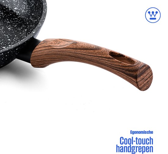 Westinghouse Koekenpan – Ø 28 cm – Inductie – PFOA-vrij – Black Marble Wood