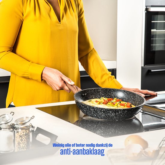 Westinghouse Koekenpan – Ø 28 cm – Inductie Pan – Black Marble Wood