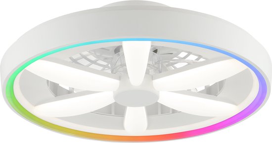 Brilliant Gaiano - Plafondventilator - Met verlichting - Ø 48 cm - LED 48W - Wit en RGB kleuren - Dimbaar - Timer - CCT - Afstandsbediening - Wit - Zeer stil
