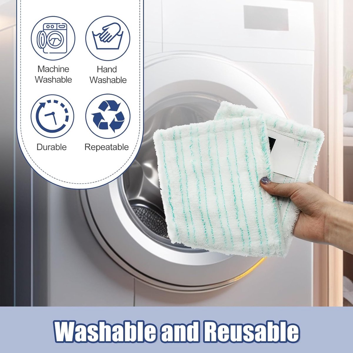 Lot De 6 Tampons De Rechange Réutilisables En Microfibre Compatibles Avec Les Balais Swiffer Sweeper Lavables A Plat De 254 Cm Outils De Nettoyage Menagers Pour Travail Humide Et Sec Balai Non