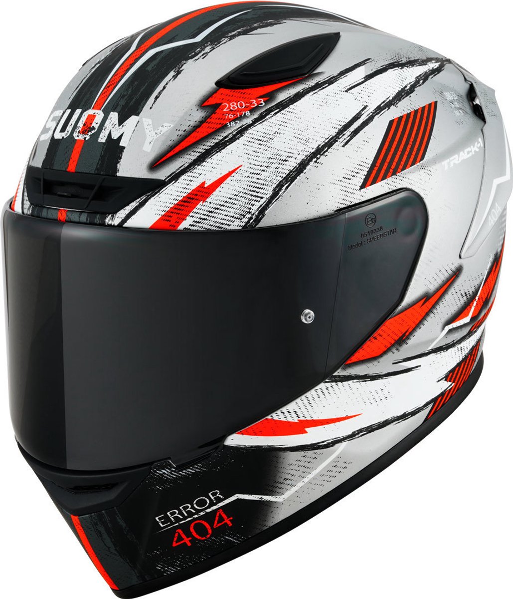 Suomy Track-1 404 2023 Zilver Rood Wit Integraalhelm - Helm