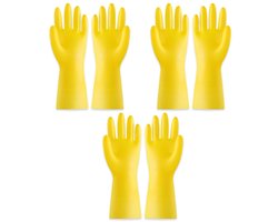 Schoonmaak handschoenen- maat M - Huishoudhandschoenen - Extra Grip - Rubber - Geschikt voor vochtige omgevingen zoals keuken, enz - 3 Paar - Geel