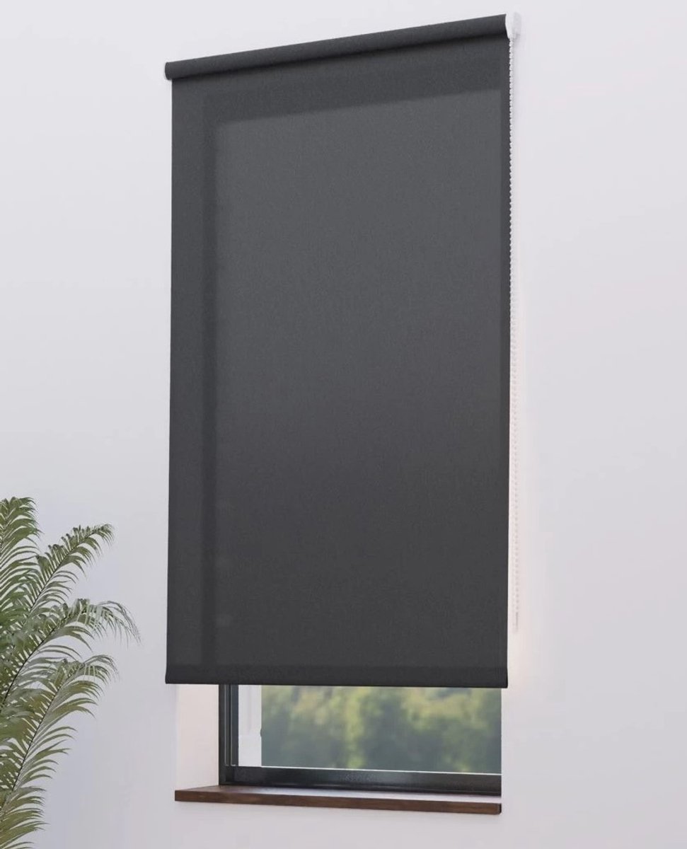 Madécostore - Rolgordijn - Lichtdoorlatend - Antracietgrijs - Br.150 cm x H 190 cm.