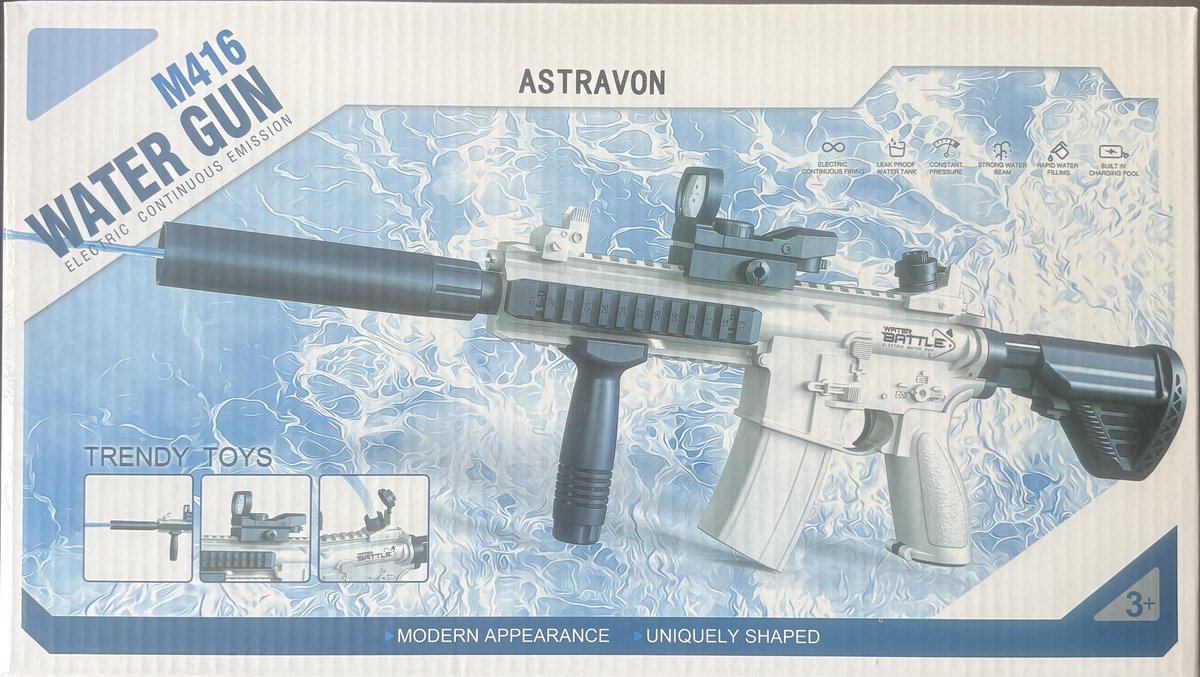 ASTRAVON Elektrisch Waterpistool - 2026 MODEL - Automatisch Waterpistool - Waterpistool - Zomer Speelgoed - Watergevecht - Oplaadbaar - Blauw - Kinderplezier - Waterpret - Strand speelgoed - Tuinspeelgoed - Elektrisch speelgoed - Waterbattle — afbeelding 2