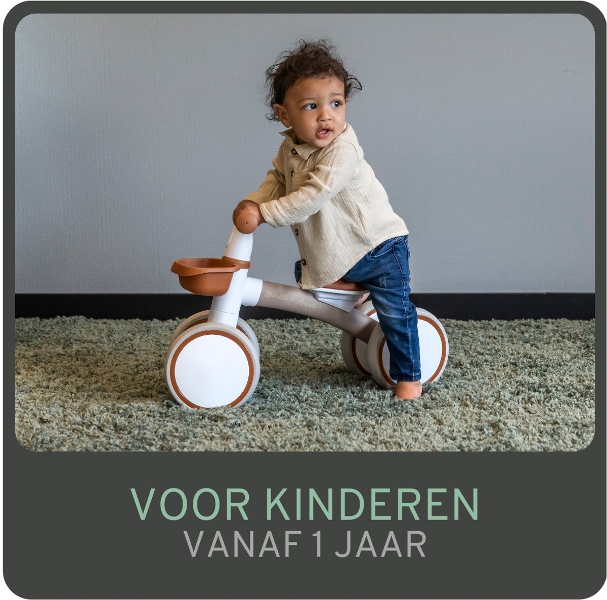 Bandits & Angels Loopfiets First Rider Sand vanaf 1 Jaar voor Jongens en Meisjes - Metaal - Beige Loop Fiets - Compact en Veilig voor Binnen en Buiten — afbeelding 5