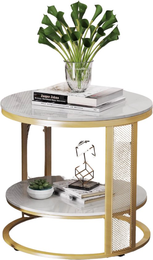 Lexiou Salontafels 2-delig tafelframe metaal goud, elegante woonkamer tafel, moderne bijzettafels