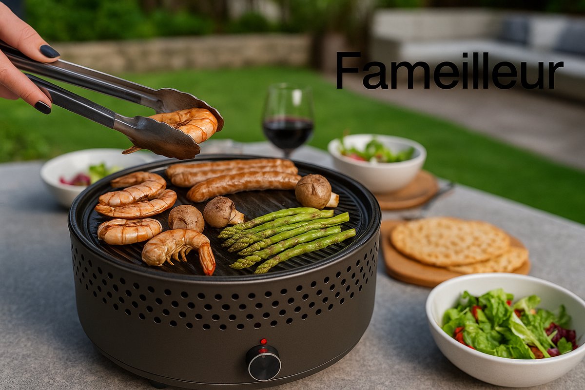Fameilleur barbecue- tafel barbecue- draagbaar- makkelijk verplaatsbaar- compact- grill- tafel grill- grillplaat-Draagbare Barbecue – Rookvrij Grillen op Balkon of Terras – Compact, houtskool, Afwasbaar en Ideaal voor Houtskool of Briketten- houtskoo