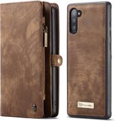 Samsung Galaxy Note 10 Bookcase hoesje - CaseMe - Effen Bruin - Leer - Portemonnee met 11 Vakjes voor Pasjes en Ritsvak