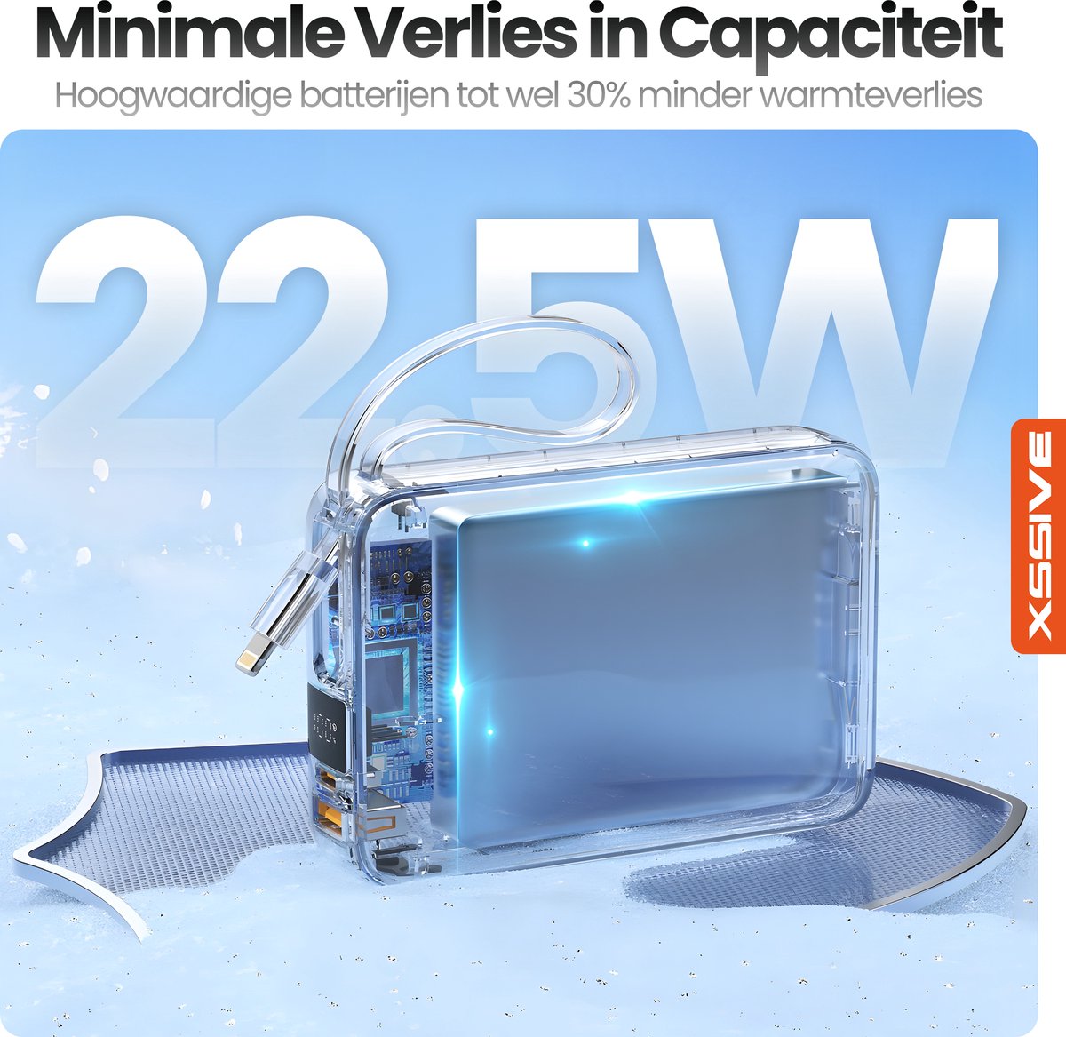 Xssive PB45 Powerbank 10000 mAh met Ingebouwde Kabels - afbeelding 3