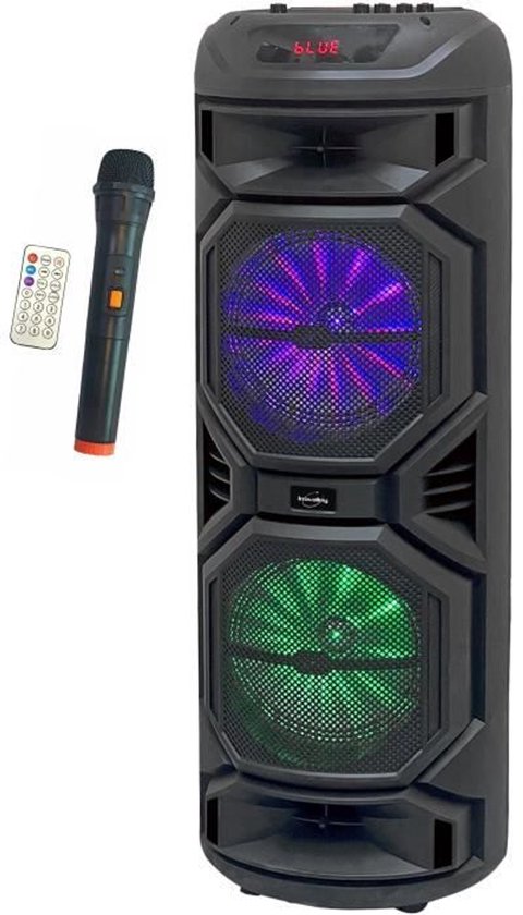 Enceinte Karaoké DJ 800W Inovalley HP59-XXL - Bluetooth, Micro Sans Fil, Batterie, Lumières LED OVNI | Pour Soirée, Animation