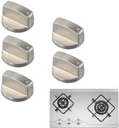 5 stuks Gasfornuisschakelaar - Ovenknoppen - universele gasfornuis kookplaat oven knoppen - Knoppenset Voor Gaskookplaat - Knoppen Voor Kookplaat Gasfornuis En Oven - Voor Gasfornuis, Gas Oven, Inductie Fornuis - Keukengereedschap - Zilver - 6mm