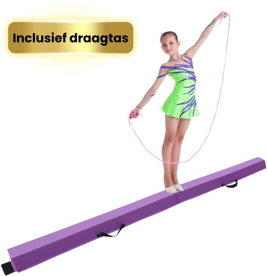 By Lara Turnbalk - Evenwichtsbalk - Balanstrainer - Balans speelgoed - Paars - 210 cm - Incl. draagtas