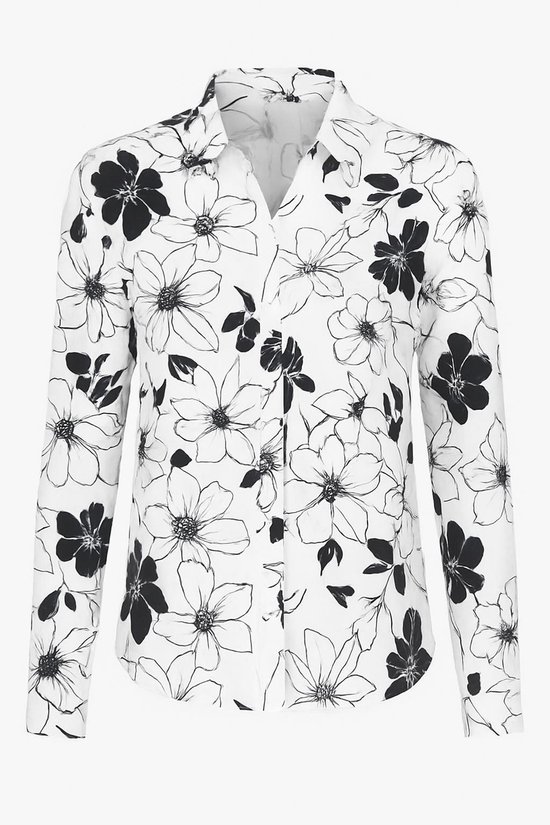 Chemisier Witte à motifs floraux Zwart – Sophyline