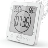 Wekker-Badkamerklok-Badkamerklok waterdicht-douche klok-Lcd digitale Douchewekker- Douche Wandklok- Luchtvochtigheid Temperatuur Digitale Klok- Countdown Timer voor Douche Keuken