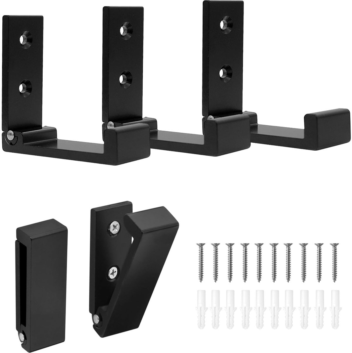 Ibenzoa® 10 stuks multifunctionele inklapbare wandhaken voor zware belasting in zwart