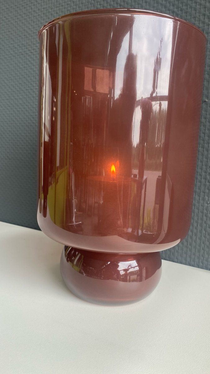 Windlicht Blosso | Glas | Oud Roze | Vaas | 2 in 1 |D14 x H 20 cm