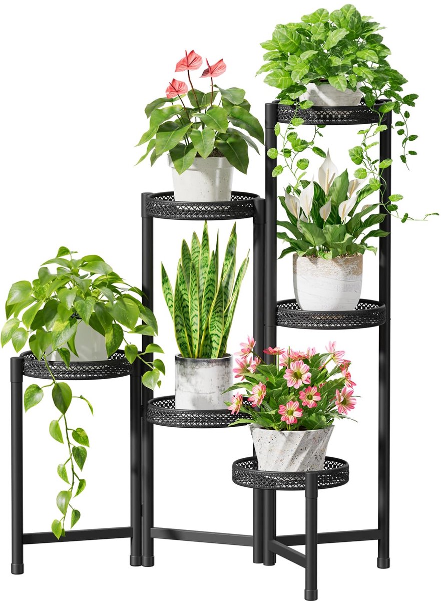 Ibenzoa® Metalen Plantenstandaard met 6 Verdiepingen voor Binnen en Buiten, Elegant en Ruimtebesparend Ontwerp